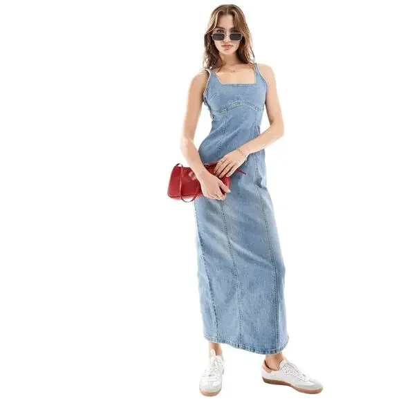 navy blue dress for baby girl Long Denim Dress main image 0